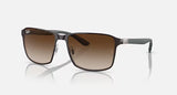 Ray-Ban RB3721 59mm Brown on Gunmetal Frame Brown Gradient Metal Sunglasses