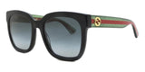 Gucci GG0034SN 002 Sunglasses 54mm Square Shiny Black Shaded Grey UV400