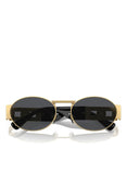 Versace ICONIC VE 2264 100287 Matte Gold Metal Oval Sunglasses Grey Lens