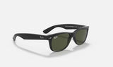 Ray-Ban RB2132 New Wayfarer 622 52mm Black Rubber G-15 Green Sunglasses