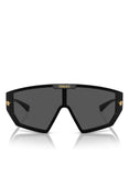 Versace VE 4461 GB1/87 Black Plastic Shield Sunglasses Grey Lens