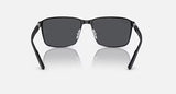 Ray-Ban RB3721 59mm Matte Black Metal Dark Grey Square Sunglasses Men Italy
