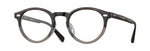 Eyevan Eyeglasses - Puerto size 47 in Dark Purple Amber Stripe w/ Clear Grey Half Tone | ABCGlasses.com